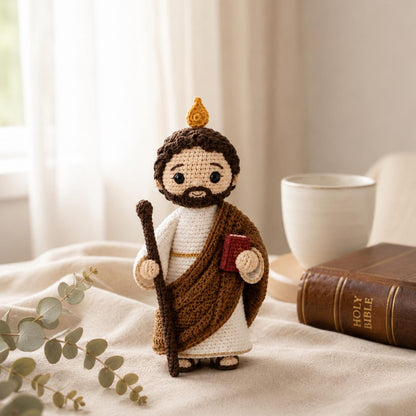 St. Jude Thaddeus Crochet Doll,San Judas Tadeo Amigurumi,Handmade Catholic Saint Plush,Patron Saint of Lost Causes,Confirmation Baptism Gift
