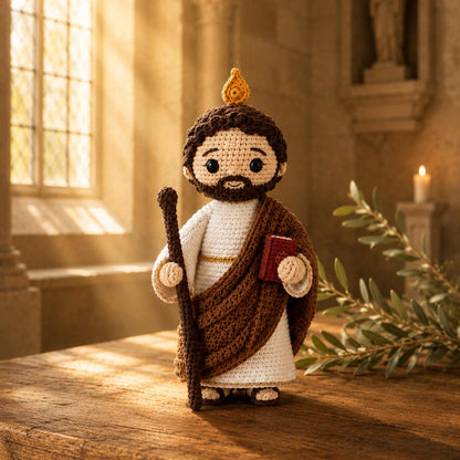 St. Jude Thaddeus Crochet Doll,San Judas Tadeo Amigurumi,Handmade Catholic Saint Plush,Patron Saint of Lost Causes,Confirmation Baptism Gift