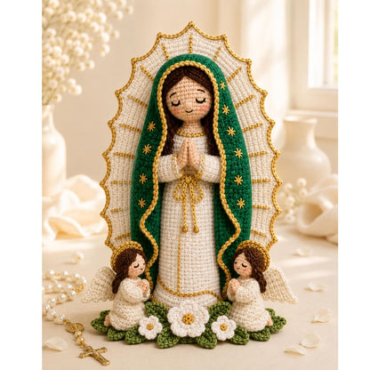 Handmade Crochet Virgin Mary Statue, Our Lady Amigurumi, Catholic Home Decor, Prayer Room Ornament, Christian Gift for Mom, Faith Gift
