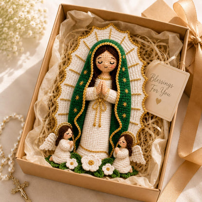 Handmade Crochet Virgin Mary Statue, Our Lady Amigurumi, Catholic Home Decor, Prayer Room Ornament, Christian Gift for Mom, Faith Gift