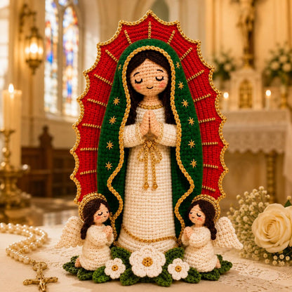 Handmade Crochet Virgin Mary Statue, Our Lady Amigurumi, Catholic Home Decor, Prayer Room Ornament, Christian Gift for Mom, Faith Gift
