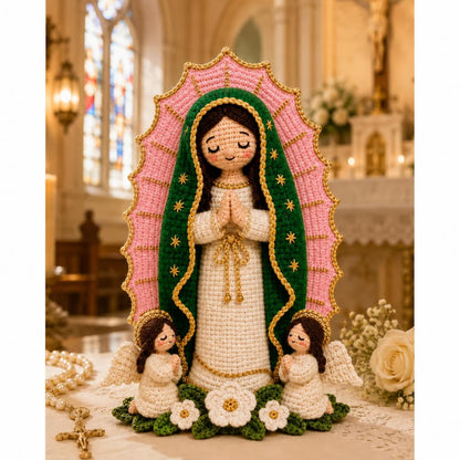 Handmade Crochet Virgin Mary Statue, Our Lady Amigurumi, Catholic Home Decor, Prayer Room Ornament, Christian Gift for Mom, Faith Gift
