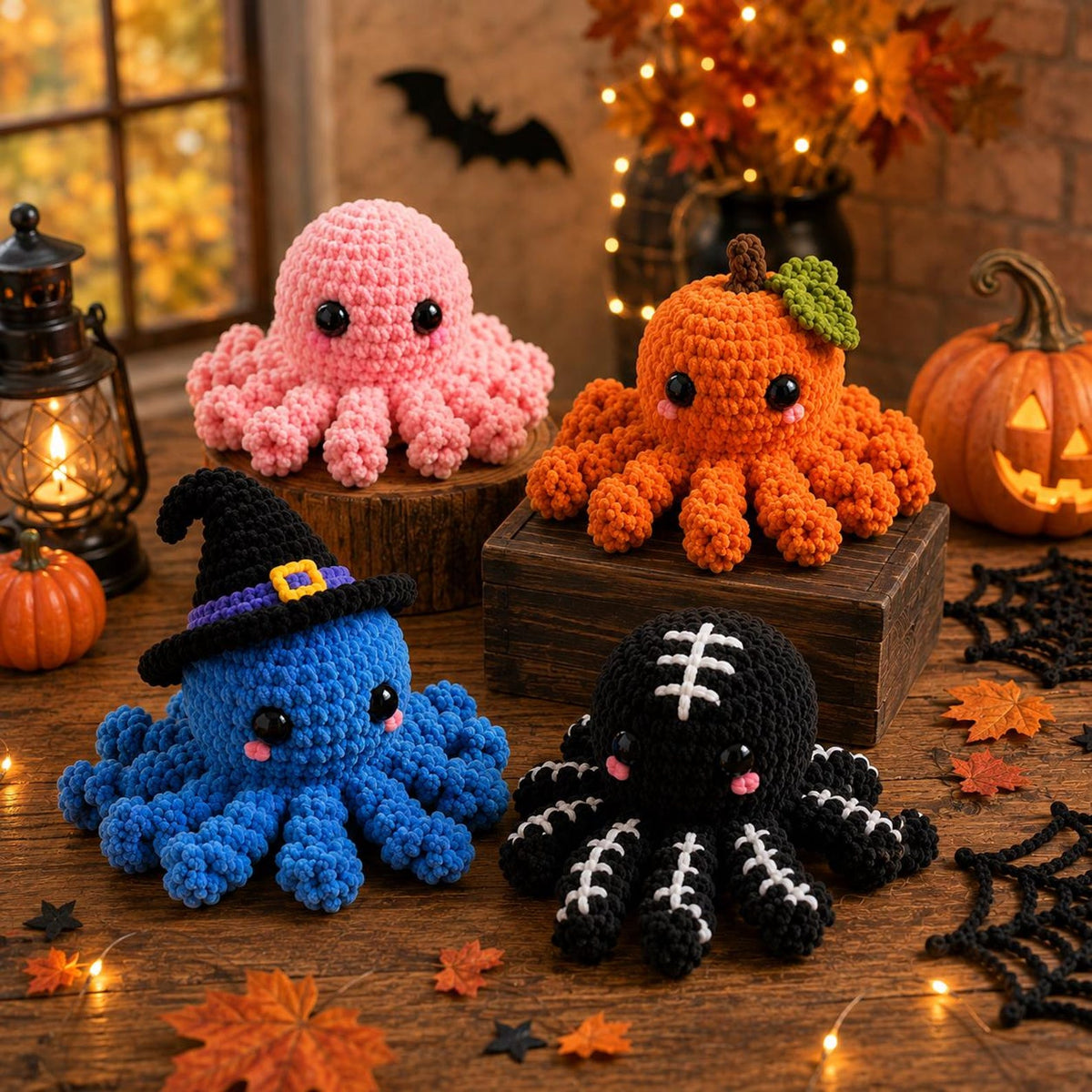 Crochet Halloween Octopus Car Hanging 2026, Cute Pumpkin Spider Ghost Octopus, Rear View Mirror Charm, Handmade Halloween Gift