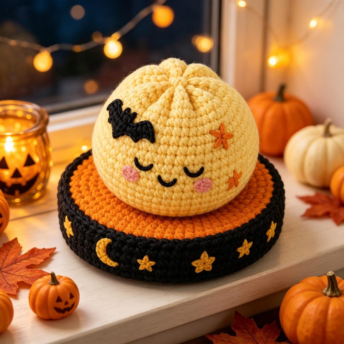 Handmade Crochet Halloween Spooky Balls Set, Reversible Ghost Pumpkin Bat Plush, Cute Gothic Desk Decor & Halloween Gift