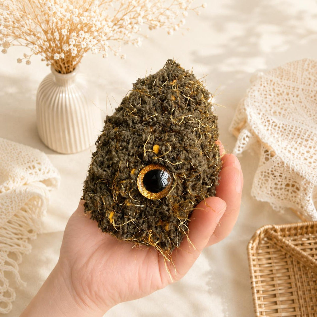 Crochet Nug Bud Plushie, Funny Weed Nugget Amigurumi, Cute Stoner Gift for Him, Emotional Support Desk Pet Buddy, Gag Gift for Best Friend