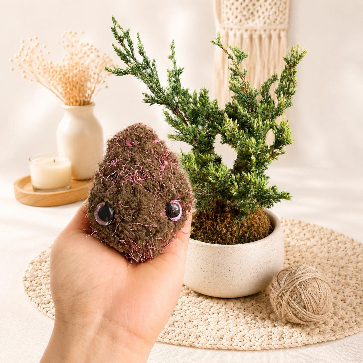 Crochet Nug Bud Plushie, Funny Weed Nugget Amigurumi, Cute Stoner Gift for Him, Emotional Support Desk Pet Buddy, Gag Gift for Best Friend