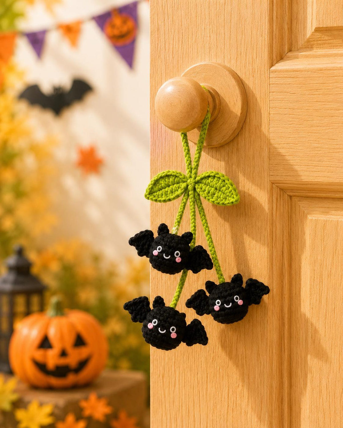 Halloween Crochet Car Charm, Ghost Pumpkin Bat Witch Hat Rear View Mirror Hanging,Halloween Car Accessory, Handmade Gift, Backpack Accessory