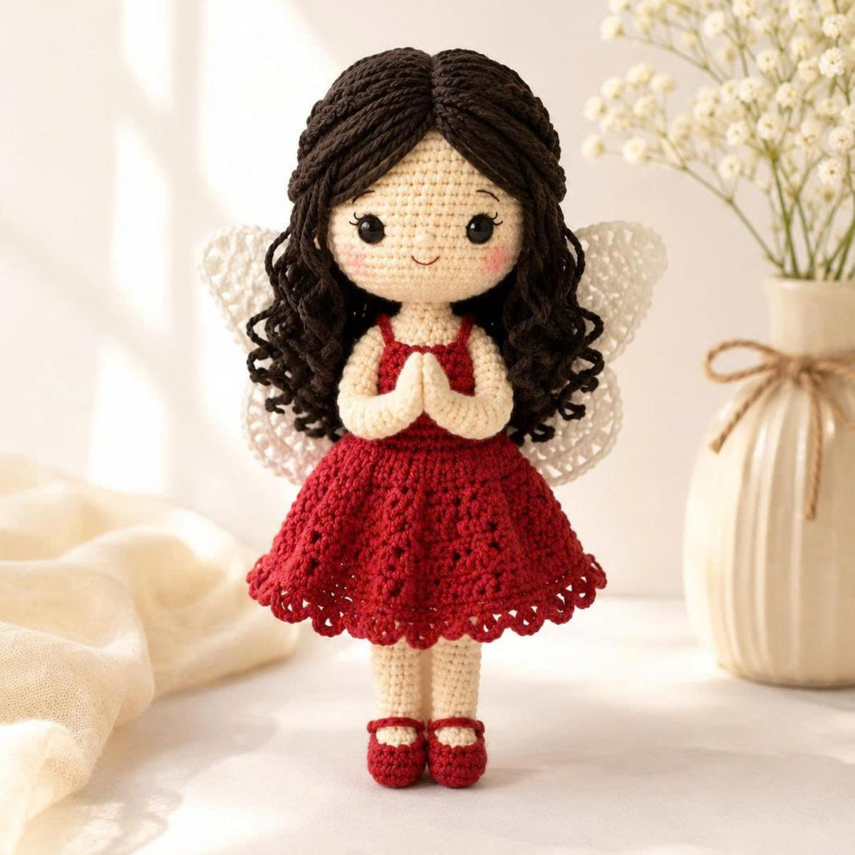 Crochet Fairy Doll, Handmade Amigurumi Angel, Ballerina and Flower Fairy, Fantasy Room Decor, Unique Crochet Gift