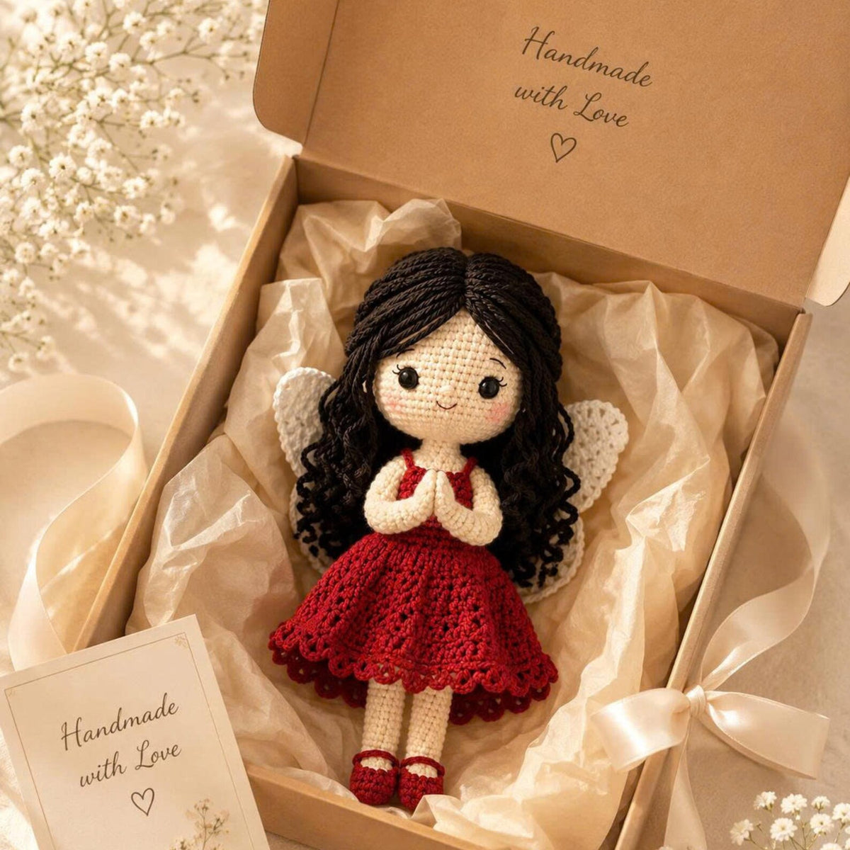 Crochet Fairy Doll, Handmade Amigurumi Angel, Ballerina and Flower Fairy, Fantasy Room Decor, Unique Crochet Gift