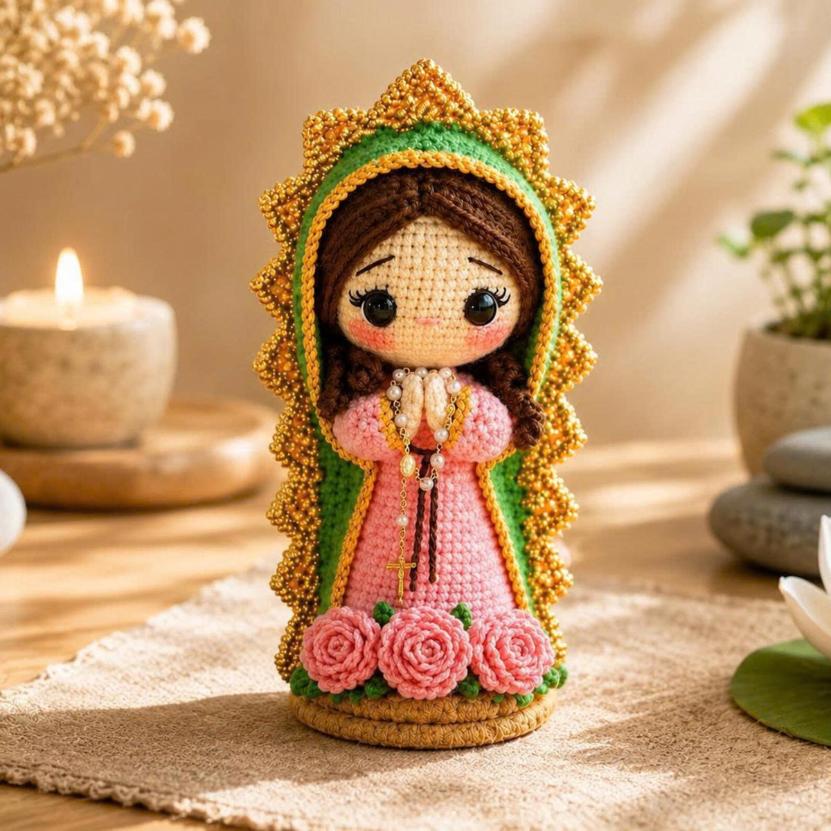 Handmade Crochet Virgin Mary Doll, Catholic Home Decor, Our Lady Amigurumi, Prayer Room Ornament, Christian Gift for Women