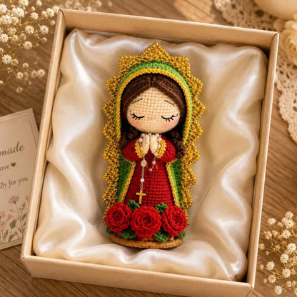 Handmade Crochet Virgin Mary Doll, Catholic Home Decor, Our Lady Amigurumi, Prayer Room Ornament, Christian Gift for Women