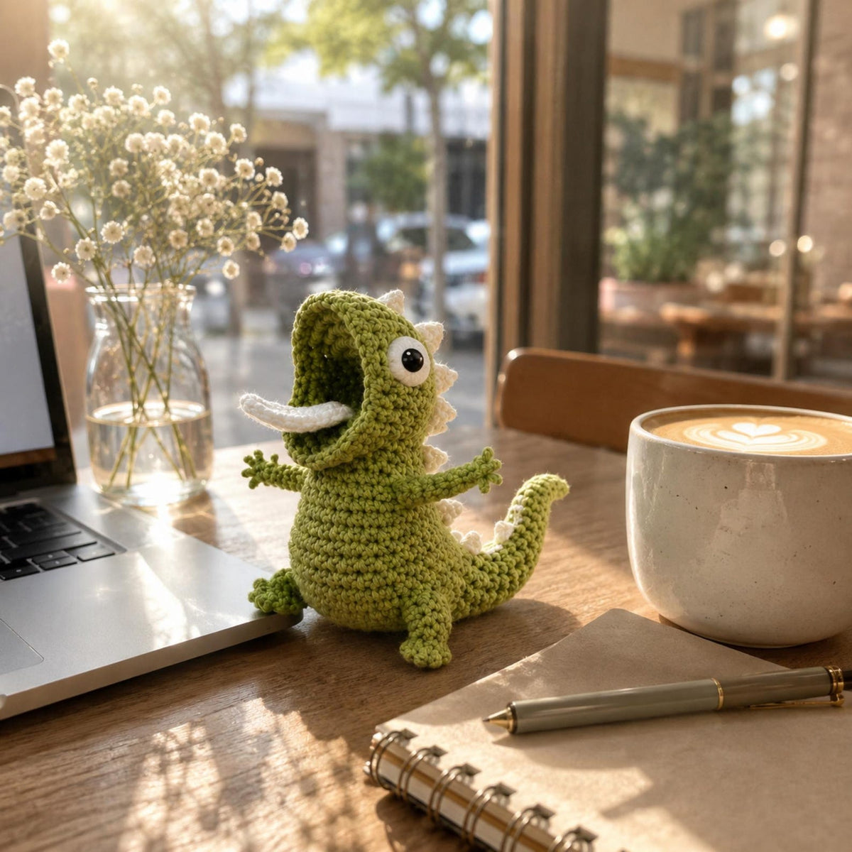 Cute Crocheted Lizard Car Charm, Handmade Amigurumi Lizard on Swing, Rearview Mirror Ornament, Funny Car Decor, Reptile Lover Gift