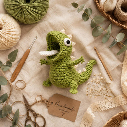 Cute Crocheted Lizard Car Charm, Handmade Amigurumi Lizard on Swing, Rearview Mirror Ornament, Funny Car Decor, Reptile Lover Gift