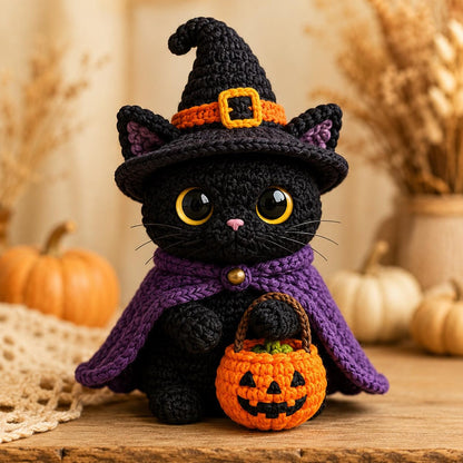 Custom Halloween Pet Portrait Crochet Plush From Photo, Personalized Dog Cat Witch Car Charm, Spooky Pumpkin Bag Clip, Pet Lover Gift