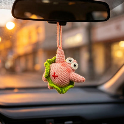 Hand Crocheted Hanging Ornament Auto Rearview Mirror Pendant Handcrafted Travel Accessory Thoughtful Surprise Present For Beloved Partner