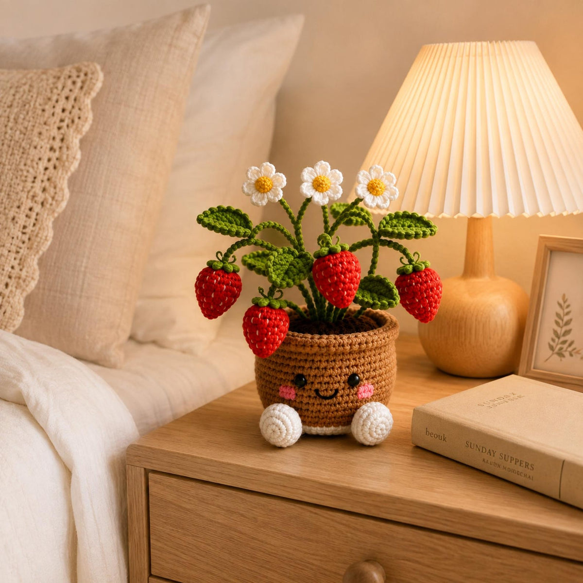 Crochet Strawberry Plant Pot | Crochet Flowers| Never-Wilting Desk Decor| Birthday Gift| Bridesmaid | Handmade with love