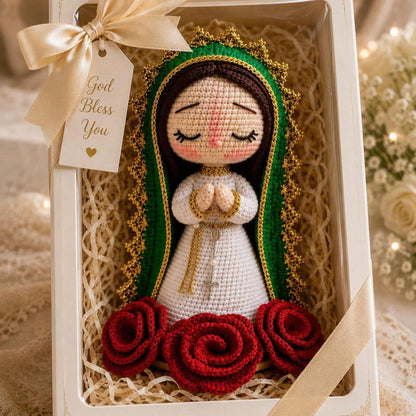 Handmade Our Lady Of Guadalupe Crochet Doll, Virgin Mary Amigurumi, Catholic Gift, Religious Home Altar Decor, Christian Prayer Statue