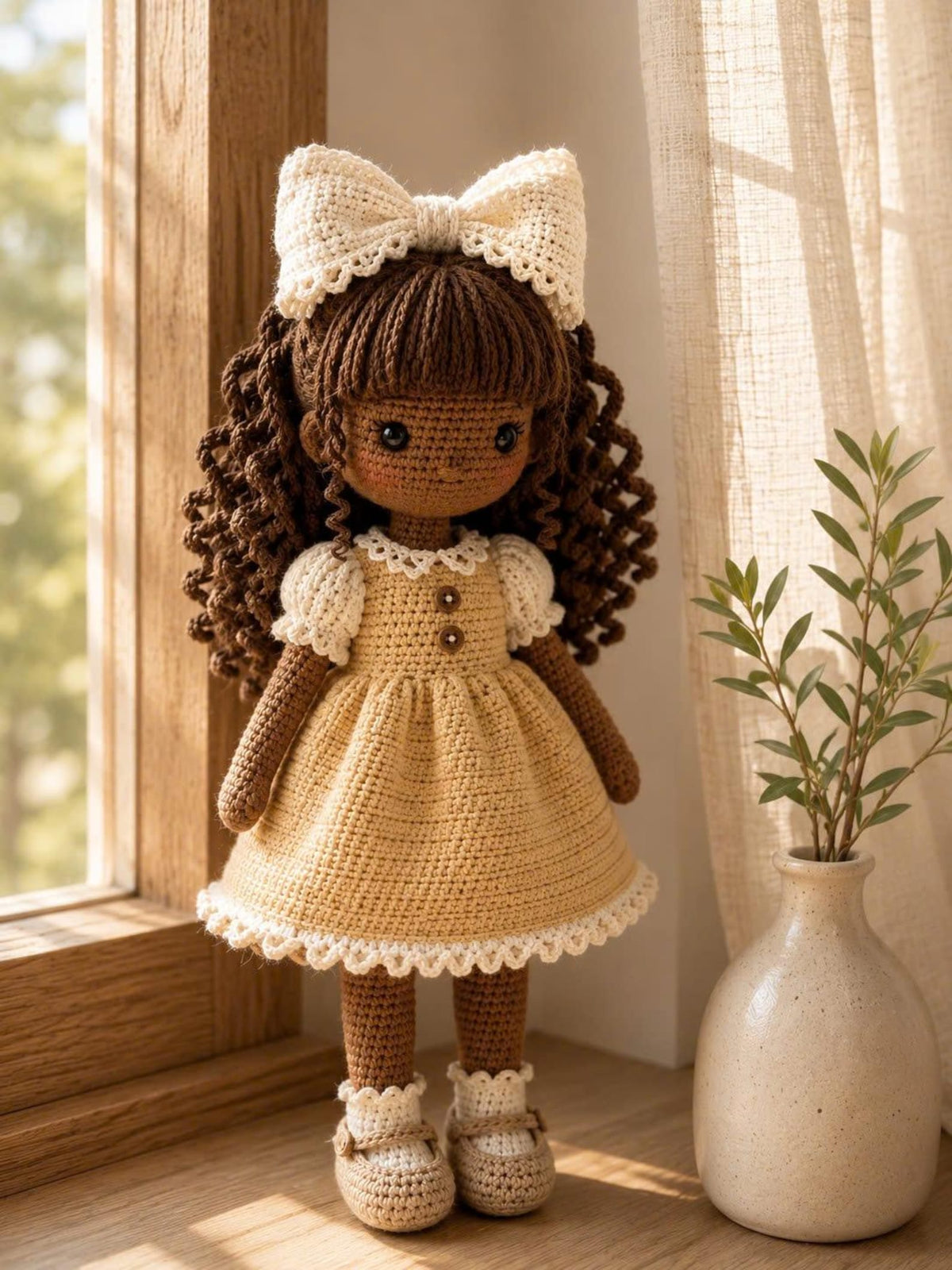 Handmade Crochet Girl Doll, Amigurumi Doll in Dress, Personalized Keepsake Doll, Nursery Room Decor, Baby Shower & Birthday Gift
