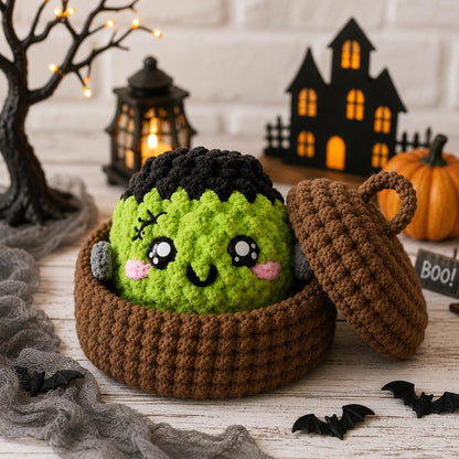 Halloween Crochet Bao Buns – Handmade Amigurumi Pumpkin, Ghost, Bat, Cat & Devil Plushies, Crochet Pumpkin Steamer, Handmade Halloween Plush