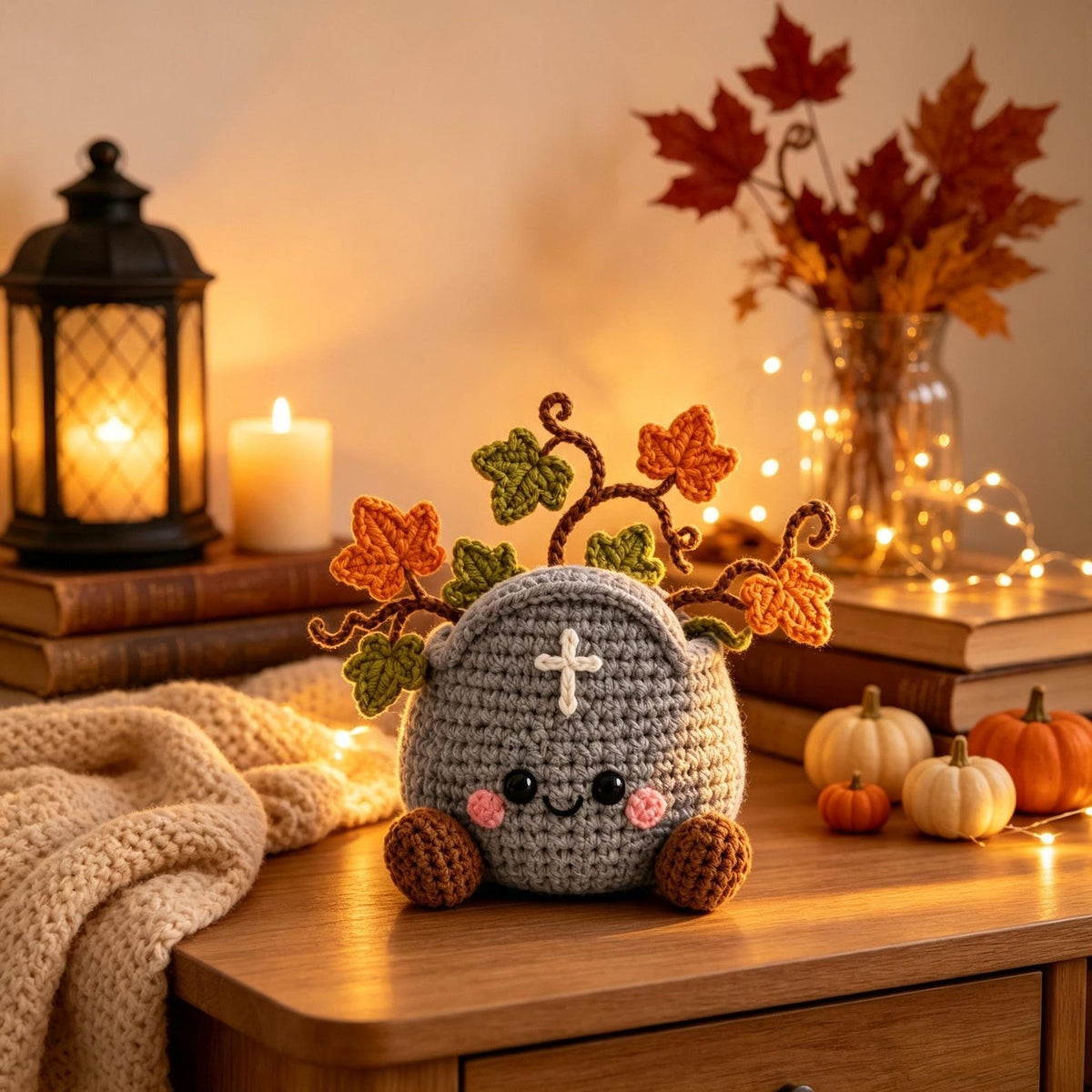 Crochet Halloween Character Flower Pot, Cute Fall Desk Decor, Thanksgiving and Halloween Gift for Coworker, Friend, Family