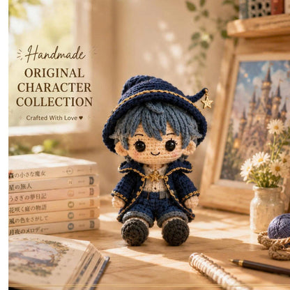 Handmade Crochet Original Character Collection, Cute Amigurumi Doll Set, Fantasy Plush Decor, Kawaii Crochet Gift, Desk Shelf Decoration