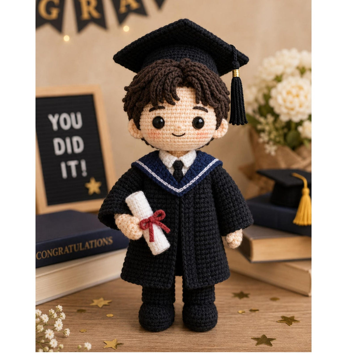 Handmade Crochet Graduation Doll, Personalized Graduate Gift, Custom Graduation Keepsake, College Graduation Gift, High School Grad Present