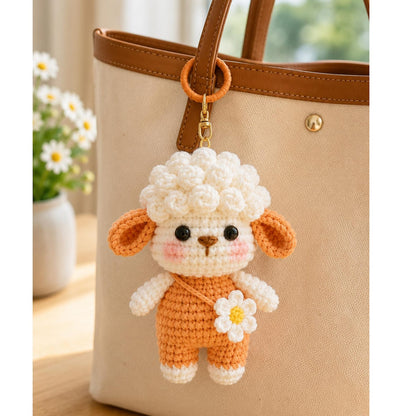 Handmade Crochet Lamb Keychain, Amigurumi Sheep Plush Bag Charm,Cute Gift for Her,Animal Keyring, Car Charm, Backpack Charm,Stocking Stuffer