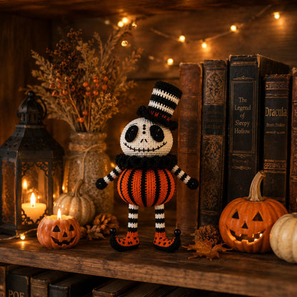 Handmade Crochet Halloween Pumpkin Doll, Cute Car Rearview Mirror Charm, Amigurumi Backpack Bag Charm, Spooky Fall Gift Decor