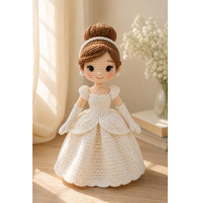 Handmade Crochet Princess Doll, Fairytale Amigurumi Doll, Princess Couple Doll, White Dress Doll, Birthday Gift for Girls, Nursery Decor