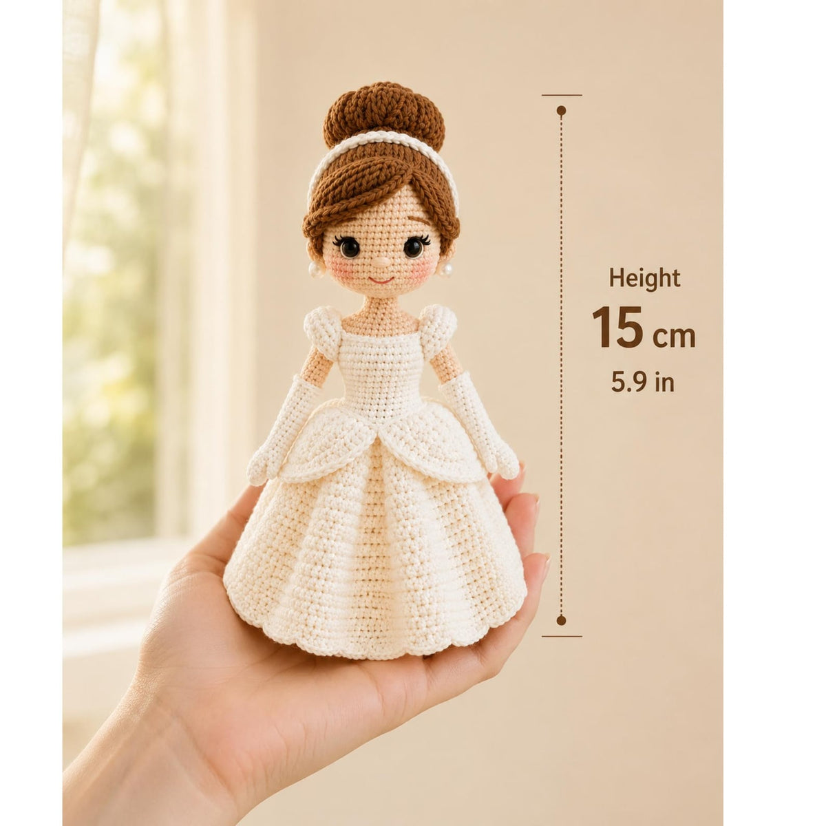 Handmade Crochet Princess Doll, Fairytale Amigurumi Doll, Princess Couple Doll, White Dress Doll, Birthday Gift for Girls, Nursery Decor