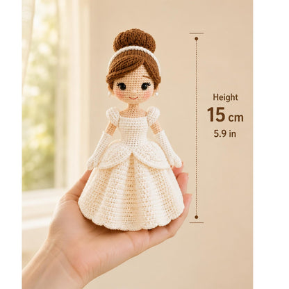 Handmade Crochet Princess Doll, Fairytale Amigurumi Doll, Princess Couple Doll, White Dress Doll, Birthday Gift for Girls, Nursery Decor
