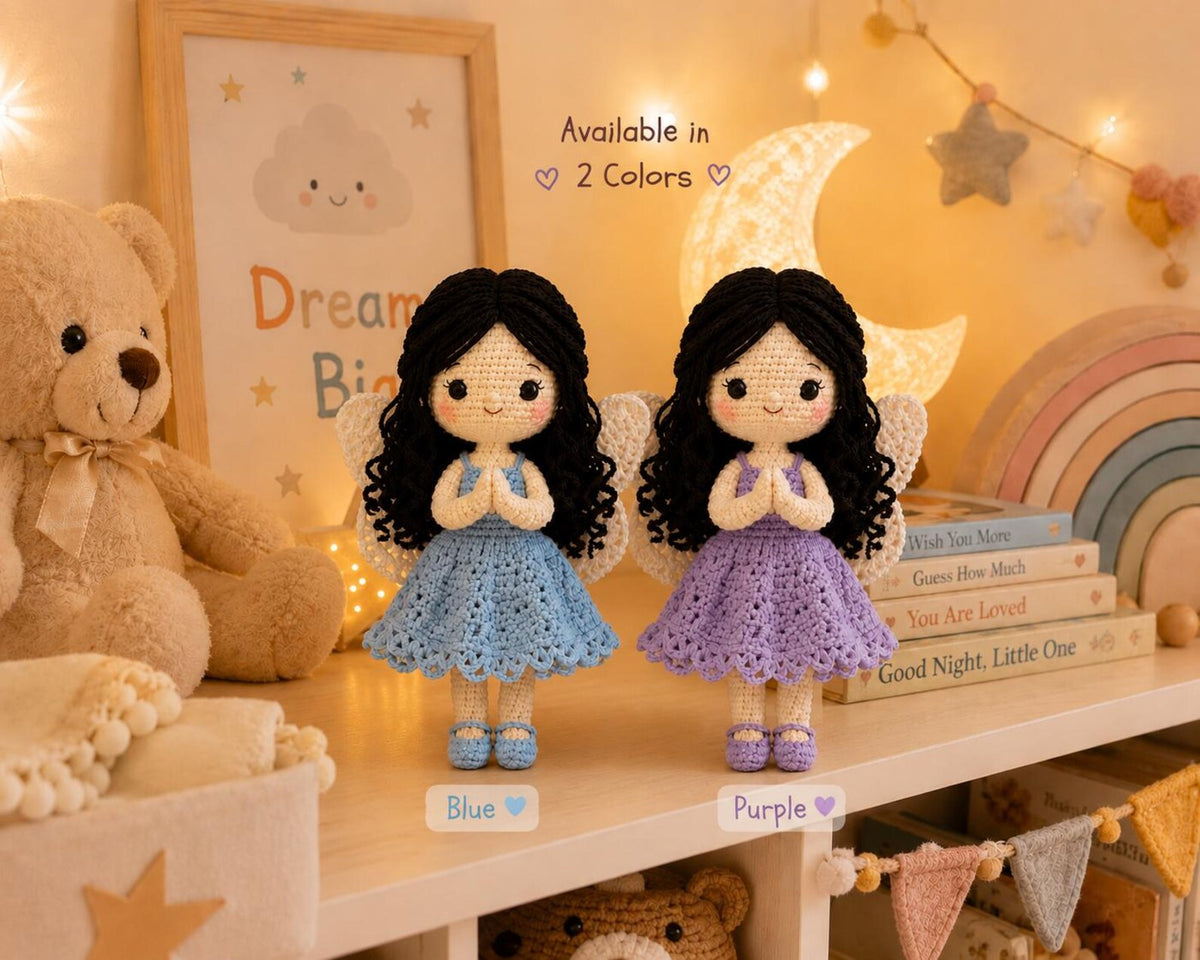 Crochet Fairy Doll, Handmade Amigurumi Angel, Ballerina and Flower Fairy, Fantasy Room Decor, Unique Crochet Gift