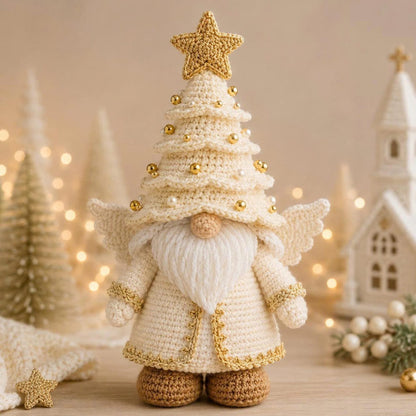 Handmade Christmas Gnome, Crochet Tree Gnome Plush, Scandinavian Tomte Gonk, Winter Dwarf Decor, Faceless Doll Holiday Tiered Tray Gift