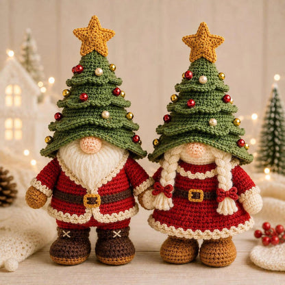 Handmade Christmas Gnome, Crochet Tree Gnome Plush, Scandinavian Tomte Gonk, Winter Dwarf Decor, Faceless Doll Holiday Tiered Tray Gift