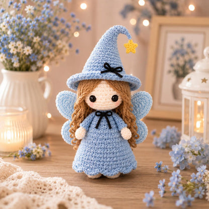 Handmade Crochet Witch Doll, Cute Halloween Amigurumi Fairy, Mini Witch Decor, Spooky Season Gift, Fall Desk Decor, Witch Lover Gift