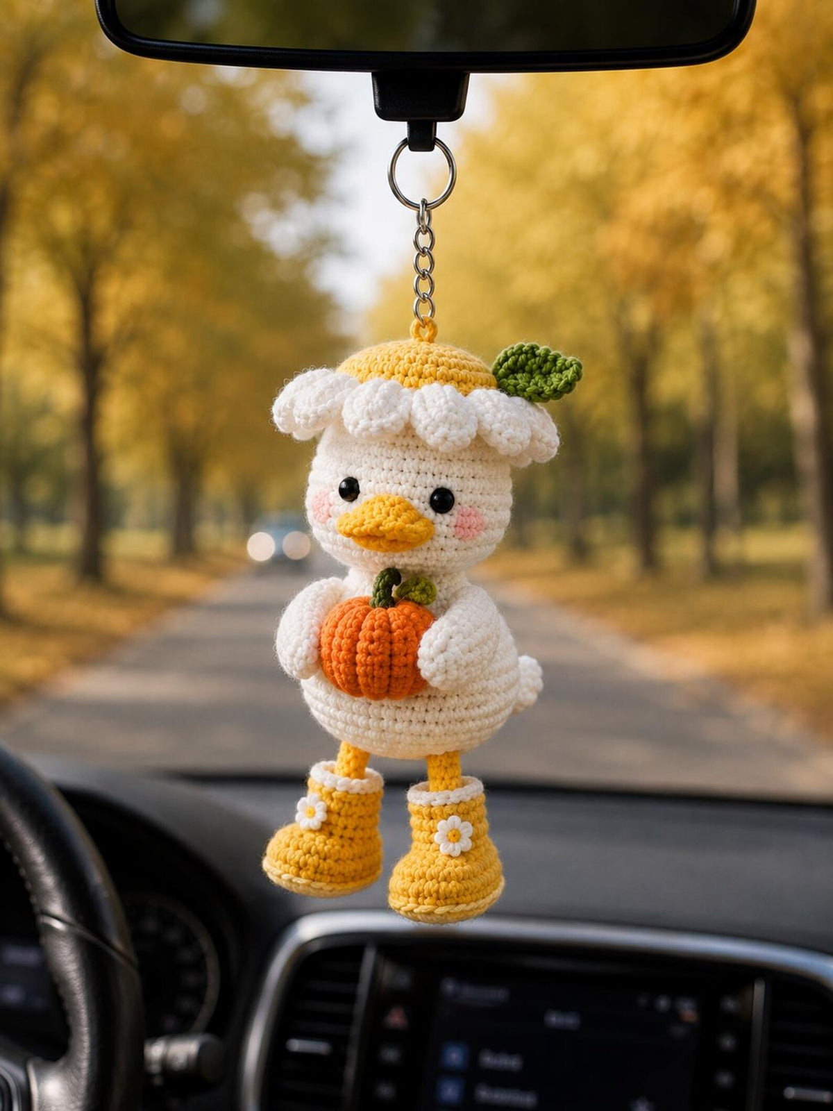 Crochet Duck Keychain, Frog on Lotus Leaf Duck Charm, Cute Amigurumi Bag Charm, Car Hanging Ornament, Backpack Charm, Frog Lover Gift