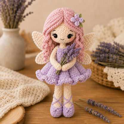 Crochet Fairy Doll, Handmade Amigurumi Angel, Ballerina and Flower Fairy, Fantasy Room Decor, Unique Crochet Gift
