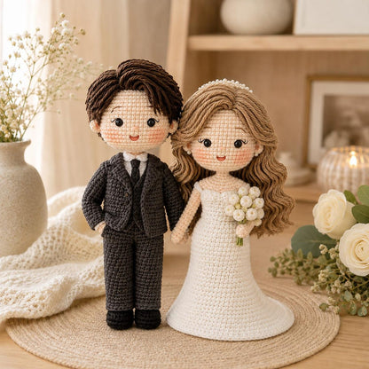 Custom Crochet Bride and Groom Dolls | Personalized Wedding Gift for Couple | Amigurumi Wedding Cake Topper | Anniversary Bridal Keepsake