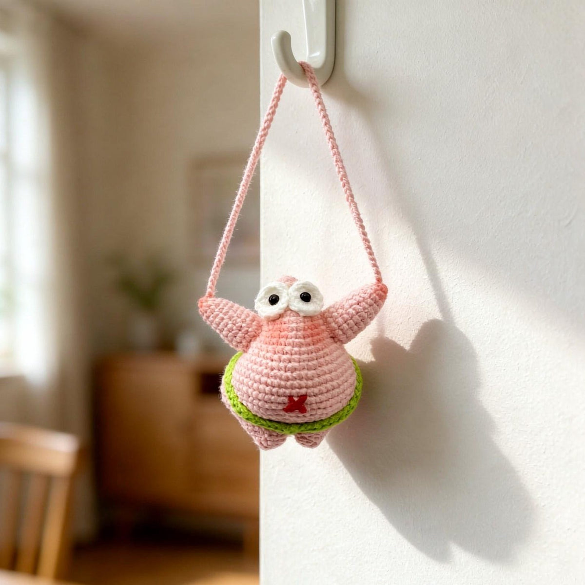 Hand crocheted doll hanging ornament interior wall home decor creative present for household space decoration display everyday living accent
