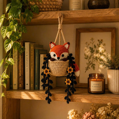 Crochet Halloween Fox Car Hanging, Spooky Witch Fox Rearview Mirror Charm, Pumpkin Basket Car Decor, Cute Halloween Gift, Fall Fox Ornament