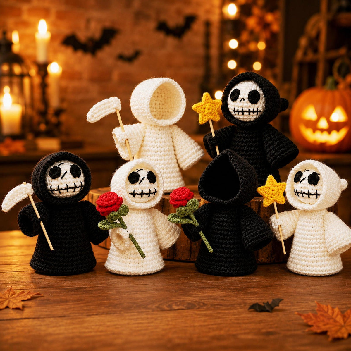 Handmade Crochet Halloween Doll, Cute Ghost Decor, Fall Tabletop Decoration, Spooky Desk Accent, Unique Halloween Gift for Ghost Lovers