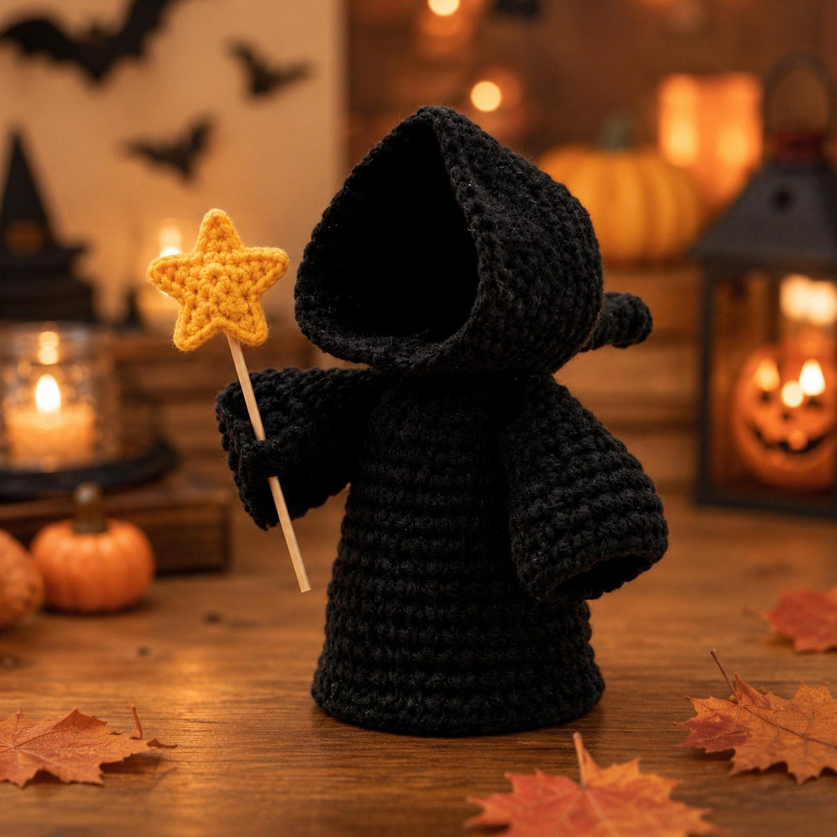 Handmade Crochet Halloween Doll, Cute Ghost Decor, Fall Tabletop Decoration, Spooky Desk Accent, Unique Halloween Gift for Ghost Lovers