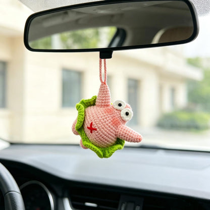 Hand Crocheted Hanging Ornament Auto Rearview Mirror Pendant Handcrafted Travel Accessory Thoughtful Surprise Present For Beloved Partner