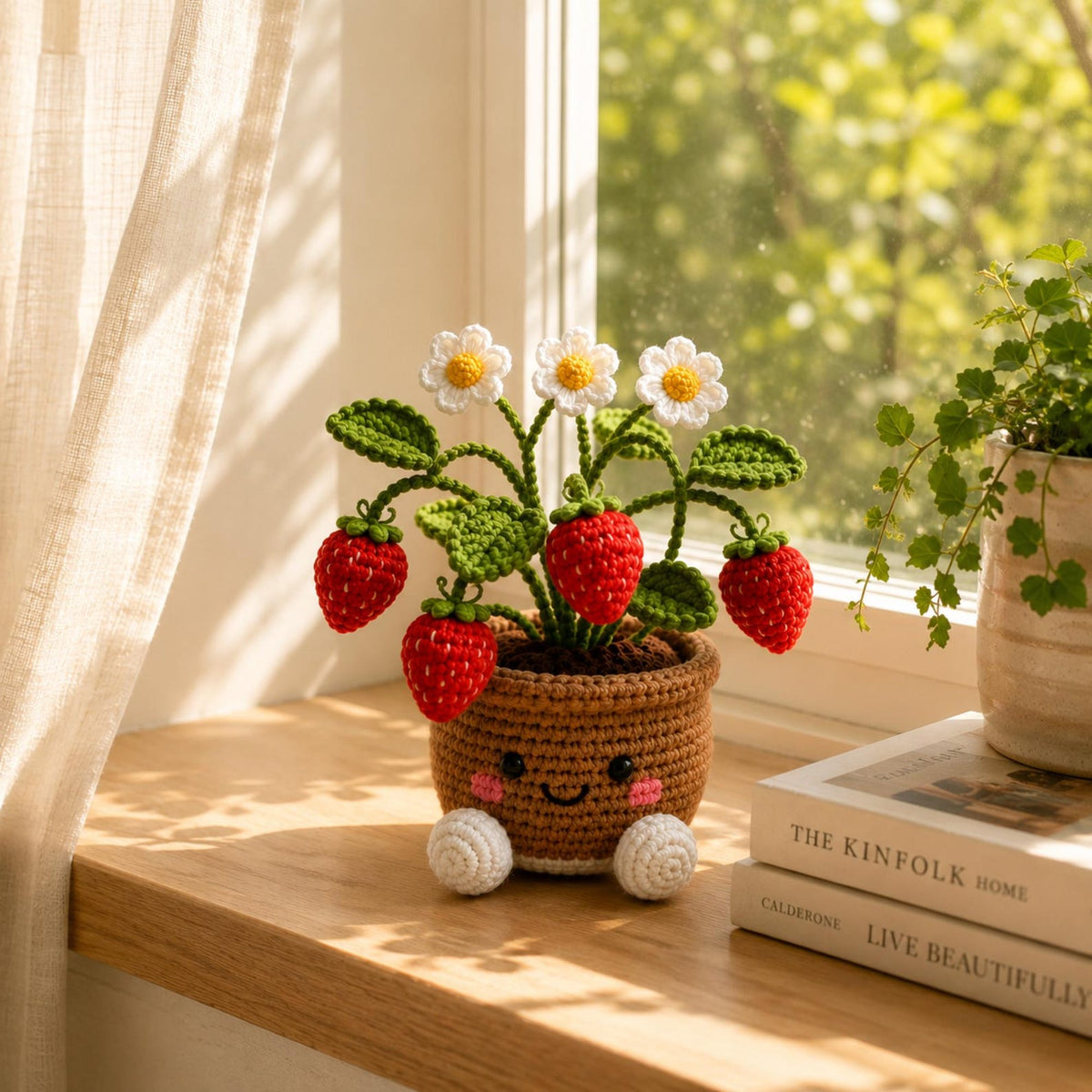 Crochet Strawberry Plant Pot | Crochet Flowers| Never-Wilting Desk Decor| Birthday Gift| Bridesmaid | Handmade with love