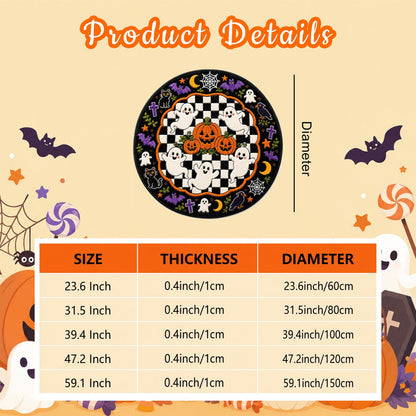 Halloween Ghost Rug, Cute Spooky Floor Mat, Round Gothic Room Decor, Cozy Fall Home Accent Rug, Fun Halloween Gift for Ghost Lovers
