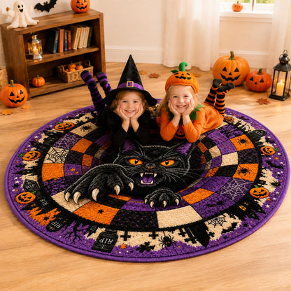 Halloween Ghost Rug, Cute Spooky Floor Mat, Round Gothic Room Decor, Cozy Fall Home Accent Rug, Fun Halloween Gift for Ghost Lovers