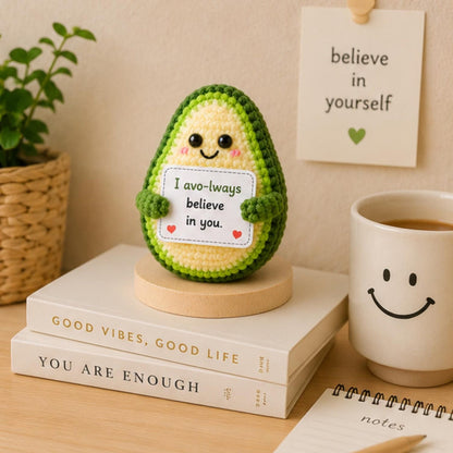 Crochet Avocado Encouragement Gift, Positive Affirmation Desk Decor, Cute Amigurumi Keepsake, Best Friend Coworker Family Graduation Present