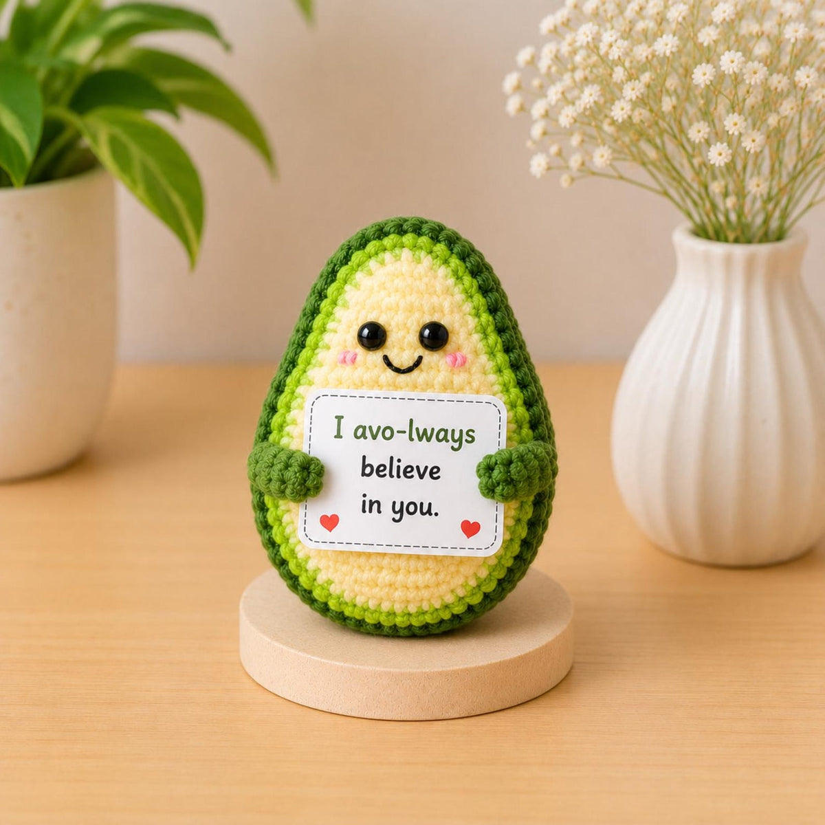 Crochet Avocado Encouragement Gift, Positive Affirmation Desk Decor, Cute Amigurumi Keepsake, Best Friend Coworker Family Graduation Present