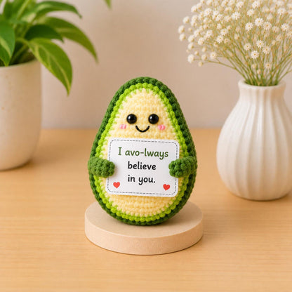 Crochet Avocado Encouragement Gift, Positive Affirmation Desk Decor, Cute Amigurumi Keepsake, Best Friend Coworker Family Graduation Present
