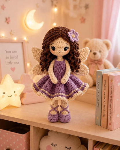 Crochet Fairy Doll, Handmade Amigurumi Angel, Ballerina and Flower Fairy, Fantasy Room Decor, Unique Crochet Gift, hallowen